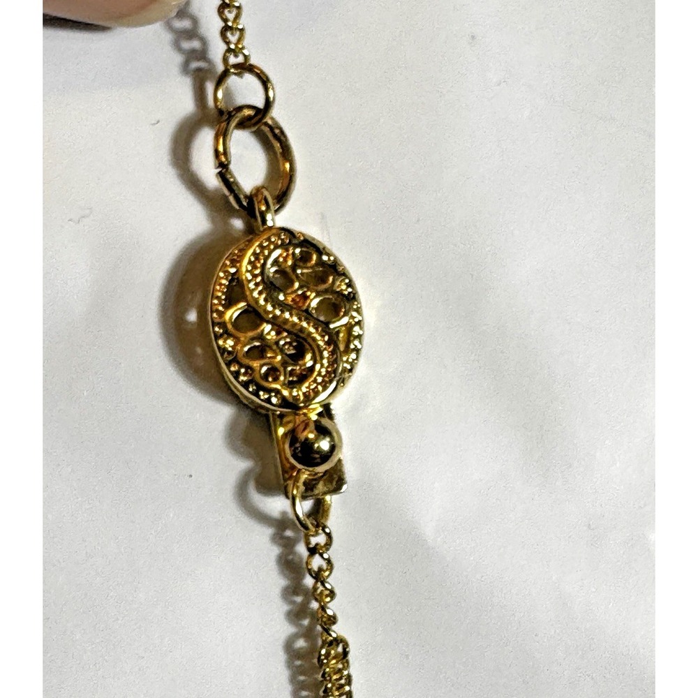 Gold Tone Tool Charm Necklace Wrench Hammer Hacksaw Pearl‎ 17 Inch Novelty - Picture 4 of 6